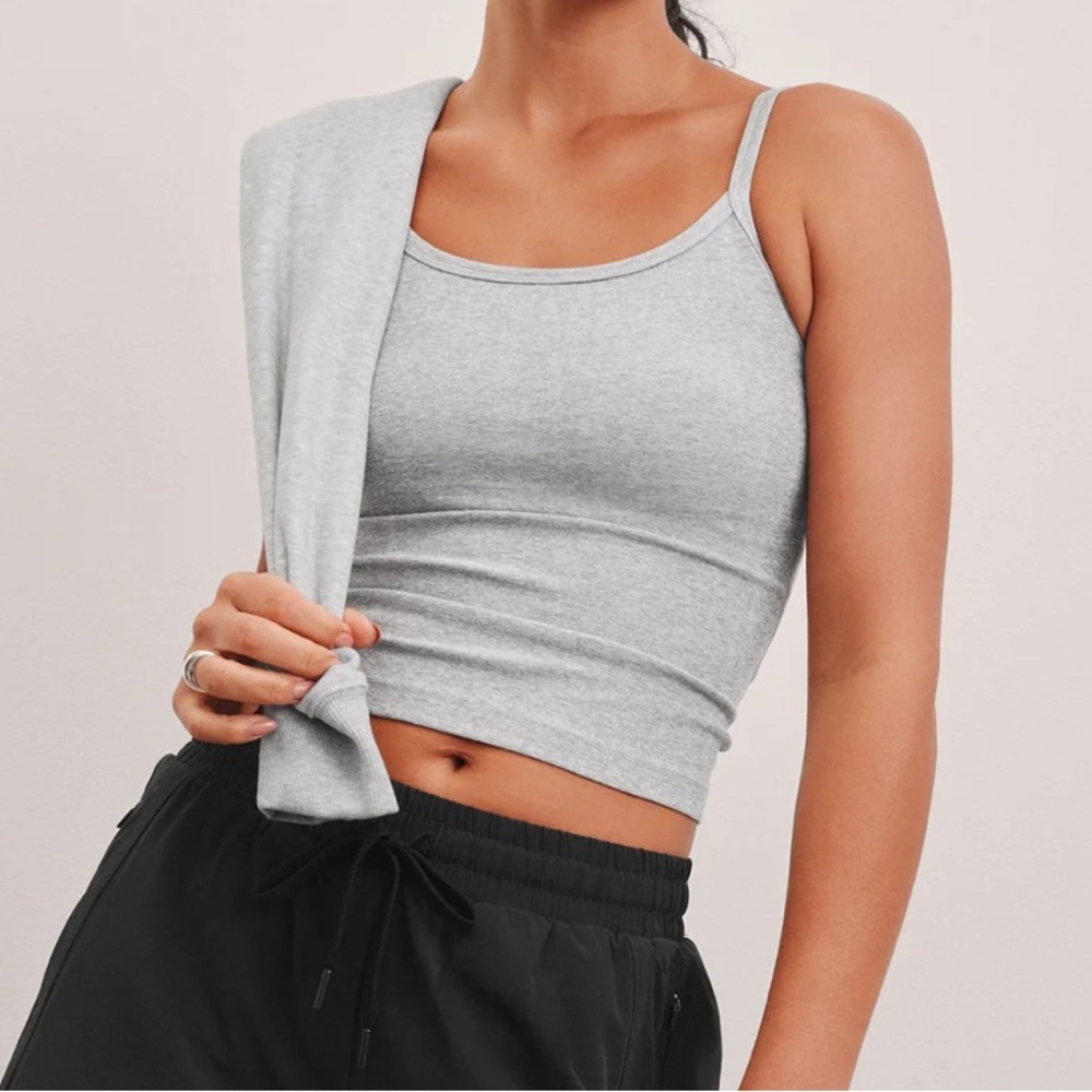 Beyond Yoga Spacedye Slim Racerback Cropped Tank — Silver Mist